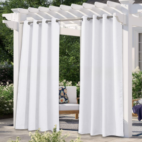 Solid Color Outdoor Waterproof And Sun Protection UV Protection High Precision Black Silk Shading Curtain (Option: White-132 √ó 274cm)