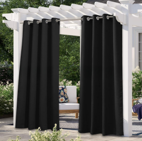 Solid Color Outdoor Waterproof And Sun Protection UV Protection High Precision Black Silk Shading Curtain (Option: Black-132 √ó 241cm)