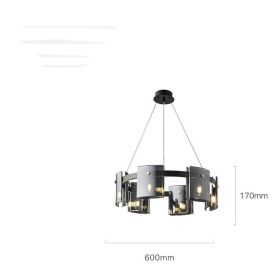 Modern Simple Glass Living Room Chandelier Bedroom Study Personality (Option: 6heads smoke grey-White light)