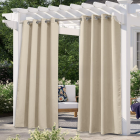 Solid Color Outdoor Waterproof And Sun Protection UV Protection High Precision Black Silk Shading Curtain (Option: Beige-107 √ó 213cm)