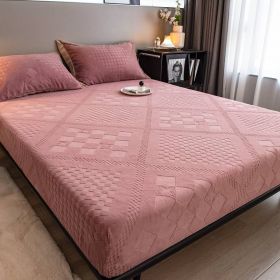 High Weight Milk Velvet Jacquard Bed Sheet (Option: Flora Bean Paste-180x200cm)