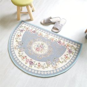 European Style Semicircle Entrance Carpet Bathroom Absorbent Non-slip Bedroom Home Decoration Floor Door Mat Kitchen Living Room (Color: sky blue)