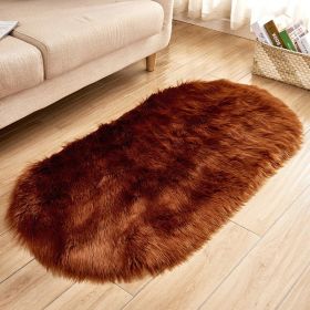 Fluffy 6cm Plush Carpet Fuzzy Wool Floor Mat Multicolor Oval Soft Living Room Bedroom Aldult Boys Girls Home Decor Cute Fashion (Color: Dark Brown)