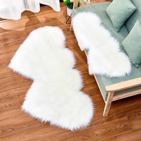 Long Plush Carpet Fuzzy Wool Floor Mat Multicolor Double Heart Soft Fluffy Living Room Bedroom Aldult Child Boy Girl Fashion Lovely (Color: White)