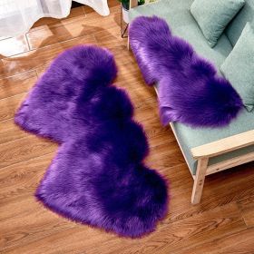 Long Plush Carpet Fuzzy Wool Floor Mat Multicolor Double Heart Soft Fluffy Living Room Bedroom Aldult Child Boy Girl Fashion Lovely (Color: Purple)