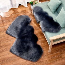 Long Plush Carpet Fuzzy Wool Floor Mat Multicolor Double Heart Soft Fluffy Living Room Bedroom Aldult Child Boy Girl Fashion Lovely (Color: Dark grey)