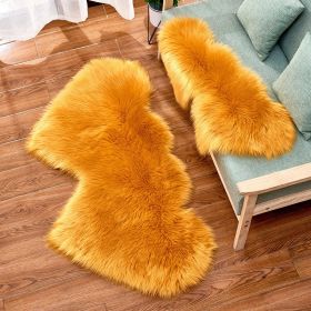 Long Plush Carpet Fuzzy Wool Floor Mat Multicolor Double Heart Soft Fluffy Living Room Bedroom Aldult Child Boy Girl Fashion Lovely (Color: Yellow brown)