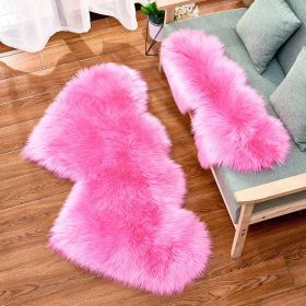 Long Plush Carpet Fuzzy Wool Floor Mat Multicolor Double Heart Soft Fluffy Living Room Bedroom Aldult Child Boy Girl Fashion Lovely (Color: Dark pink)