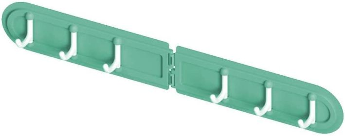 Hook Free Punching 6 Hook Corner Kitchen Bathroom Bedroom Dressing Room Wall Storage Hook Home Folding Coat Hook Without Perforation (Color: Green)