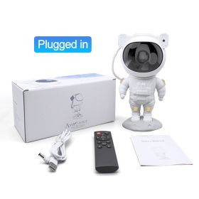 New Galaxy Star Projector Starry Sky Night Light Astronaut Lamp Home Room Decor Decoration Bedroom Decorative Luminaires Gift (Type: White plugged in)