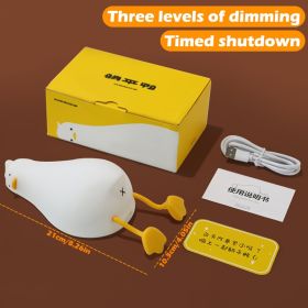 USB Rechargeable Duck Lamp Led Duck Nightlight Lying Flat Duck Silicone Night Light Patting Switch Children Bedroom Decor Gift (Emitting Color: Laying Duck)