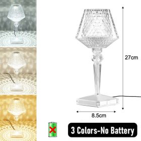 LED Diamond Night Light Table Lamp Rechargeable Touch Sensor Dimming Crystal Projection Light For Bedside Bedroom Restaurant Bar (Emitting Color: basic plug-in)