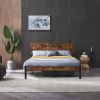 Metal bed Sturdy System Metal Bed Frame; Modern style and comfort to any bedroom; black