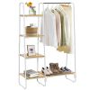 Clothes Rack 4 Tiers Hanger with Shelves Heavy Duty Hanger Industrial Hanger for Bedroom Living Room with Metal Frame