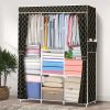 Closet Organizer with 3 Rails 65*41 Inch Clothes Rack with 7 Shelves; Portable Closet with Waterproof Cover; Bedroom Wardrobe Clothes Organizer