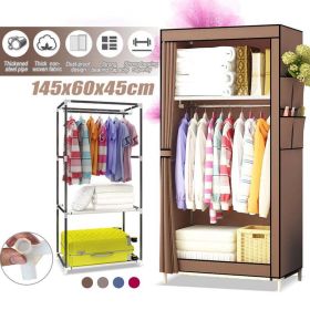 Portable Wardrobe Single Canvas Wardrobe Clothes Storage Organizer Rack Foldable Wardrobe Clothes; Bags; Toys; Shoes; Living Room; Bedroom (Color: coffee)