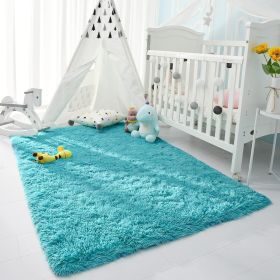 Fluffy Rug for Living Room Bedroom Big Area Rugs Floor Mat Home Decor; 5'x8' (Color: Blue)