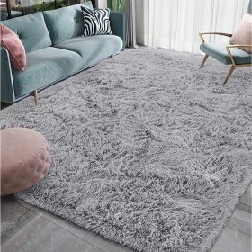 Fluffy Rug for Living Room Bedroom Big Area Rugs Floor Mat Home Decor; 5'x8' (Color: Gray)