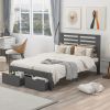 Full Size Platform Bed with Drawers, Gray