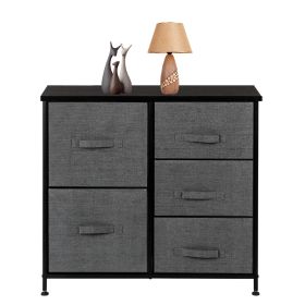 Dresser Organizer With 5 Drawers, Fabric Dresser Tower For Bedroom, Hallway, Entryway, Closets (Color: Grey)