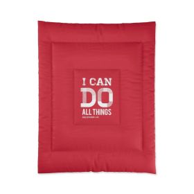 Bedding, Red And White I Can Do All Things Philippians 4:13 Graphic Text Style Comforter (size: 68x88)