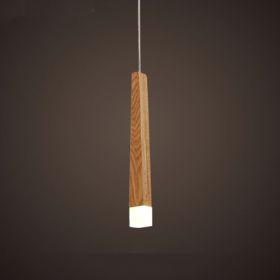 Nordic Solid Wood Matchstick Wooden Strip Pendant Light Post Modern Simplicity (Option: Ash single head-Tricolor light)