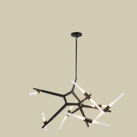 Modern Irregular Living Room Minimalist Dining Room Chandelier (Option: Black-14heads-Remote control infinitedimming)