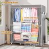 Closet Organizer with 3 Rails 65*41 Inch Clothes Rack with 7 Shelves; Portable Closet with Waterproof Cover; Bedroom Wardrobe Clothes Organizer