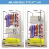 Portable Wardrobe Single Canvas Wardrobe Clothes Storage Organizer Rack Foldable Wardrobe Clothes; Bags; Toys; Shoes; Living Room; Bedroom