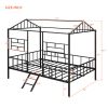 Metal House Bed Frame Full Size with Slatted Support No Box Spring Needed