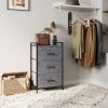 Small Dressers for Bedroom; Nightstand with 3 Drawers; Chest of Drawers with Metal Handles & Wood Top; Rustic Storage Dresser; Grey