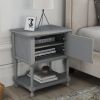 Versatile Nightstand with Two Built-in Shelves Cabinet and an Open Storage;  USB Charging Design