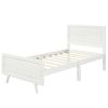 Wood Platform Bed Twin Bed Frame Mattress Foundation with Headboard and Wood Slat Suppor