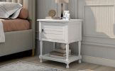 Versatile Nightstand with Two Built-in Shelves Cabinet and an Open Storage;  USB Charging Design