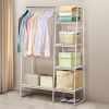 Clothes Rack 4 Tiers Hanger with Shelves Heavy Duty Hanger Industrial Hanger for Bedroom Living Room with Metal Frame