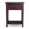 Set of 2 Wooden Nightstand;  X-Shaped Sofa Side Table End Table with Drawer and Open Shelf;  Bedroom Living Room Furniture