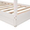 Wood House Bed Twin Size;  2 Twin Solid Bed L structure with fence and slatted frame