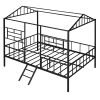 Metal House Bed Frame Full Size with Slatted Support No Box Spring Needed