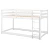 Twin over Twin Floor Bunk Bed with Ladder