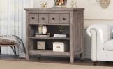 Vintage Storage Nightstand with 1 Drawer and 2 Open Shelves; Charging Design