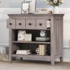 Vintage Storage Nightstand with 1 Drawer and 2 Open Shelves; Charging Design