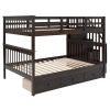 Stairway Full-Over-Full Bunk Bed with Drawer;  Storage and Guard Rail for Bedroom