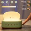 LED Creative Toast Night Light Bread Machine Lights Charging Dimming Toast Lamp Bedroom Children Timing Sleep Lamps Bedside Gift