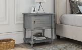 Versatile Nightstand with Two Built-in Shelves Cabinet and an Open Storage;  USB Charging Design