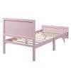 Wood Platform Bed Twin Bed Frame Mattress Foundation with Headboard and Wood Slat Suppor