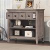 Vintage Storage Nightstand with 1 Drawer and 2 Open Shelves; Charging Design