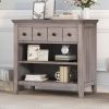 Vintage Storage Nightstand with 1 Drawer and 2 Open Shelves; Charging Design