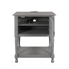 Versatile Nightstand with Two Built-in Shelves Cabinet and an Open Storage;  USB Charging Design