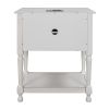 Versatile Nightstand with Two Built-in Shelves Cabinet and an Open Storage;  USB Charging Design