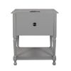 Versatile Nightstand with Two Built-in Shelves Cabinet and an Open Storage;  USB Charging Design